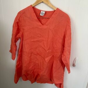 Elegant Coral V-Neck Blouse